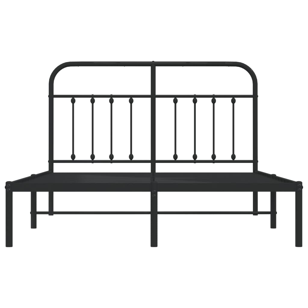 Cadre de lit métal sans matelas avec tête de lit noir 140x190cm - XIOS