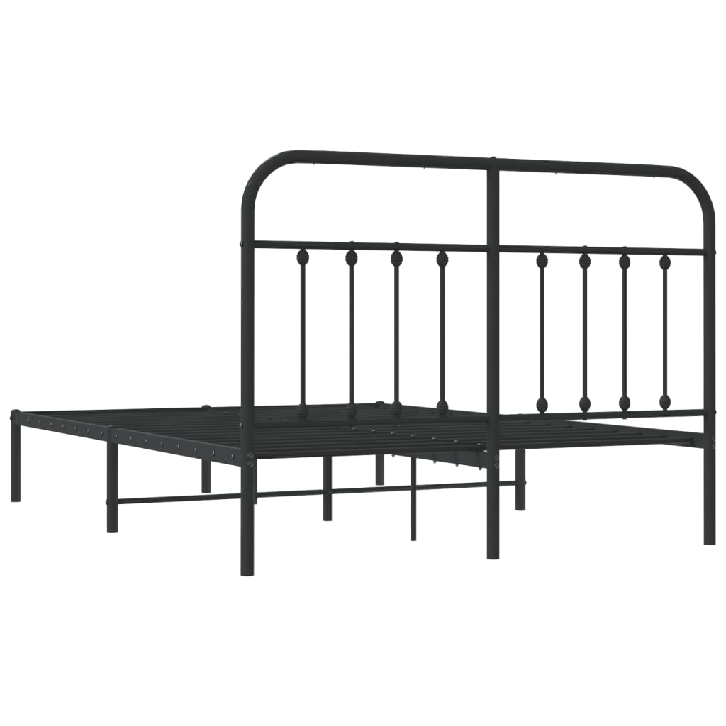 Cadre de lit métal sans matelas avec tête de lit noir 140x190cm - XIOS