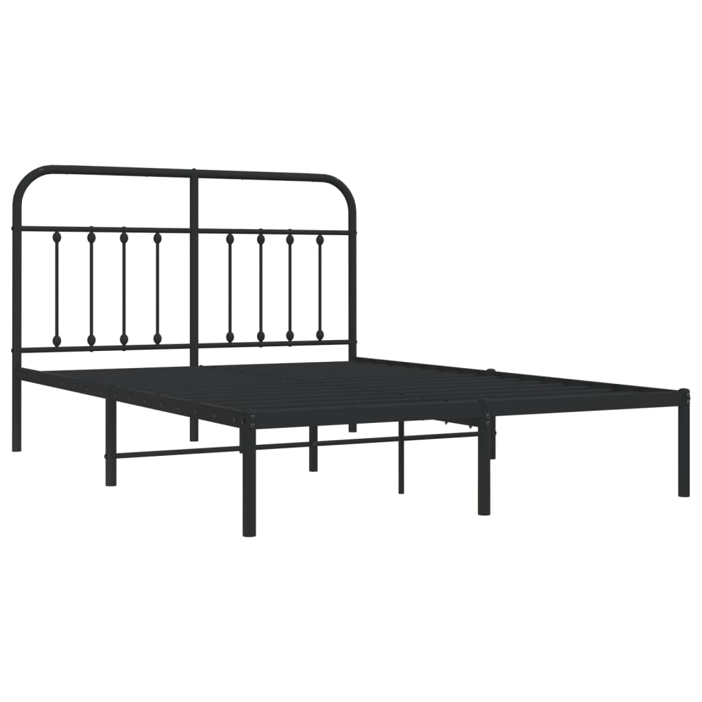 Cadre de lit métal sans matelas avec tête de lit noir 140x200cm - XIOS