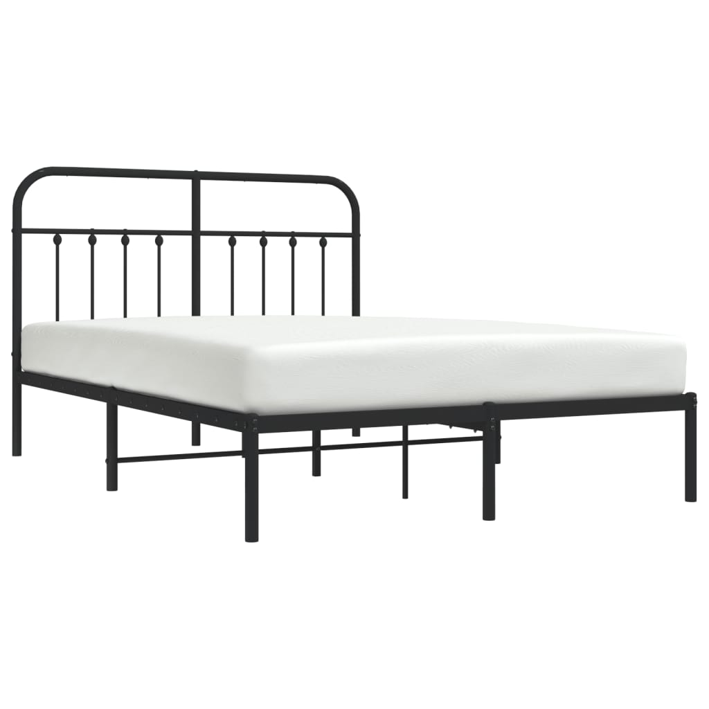 Cadre de lit métal sans matelas avec tête de lit noir 140x200cm - XIOS