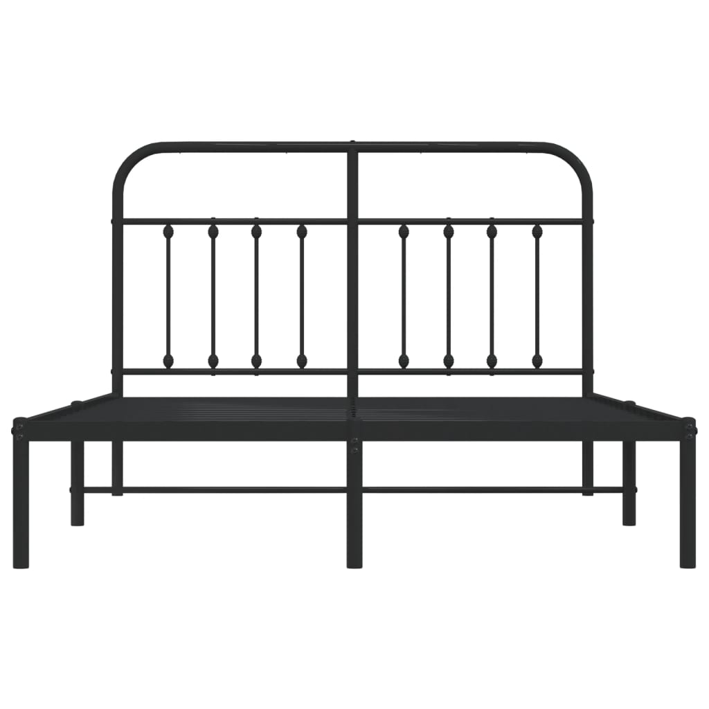 Cadre de lit métal sans matelas avec tête de lit noir 140x200cm - XIOS
