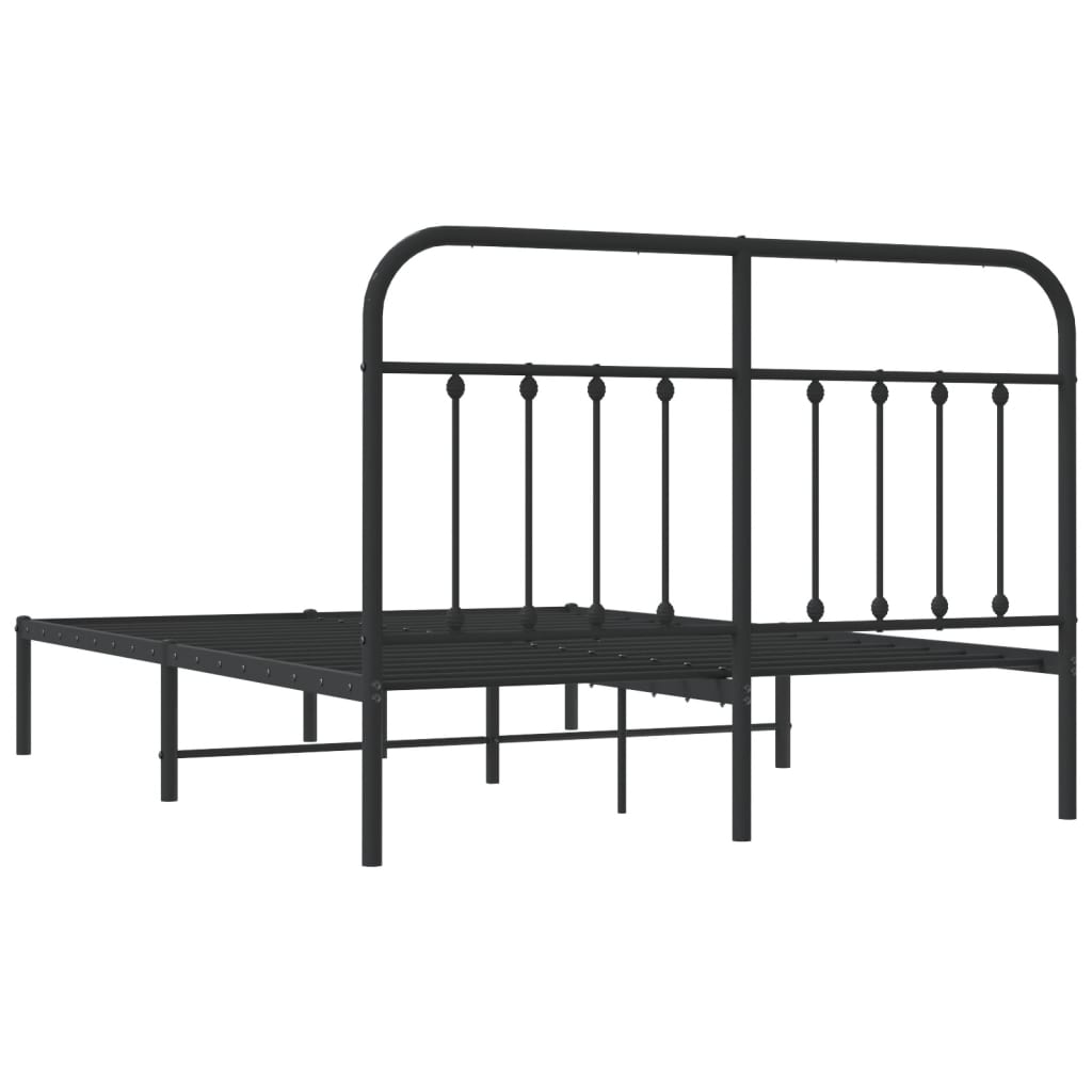Cadre de lit métal sans matelas avec tête de lit noir 140x200cm - XIOS