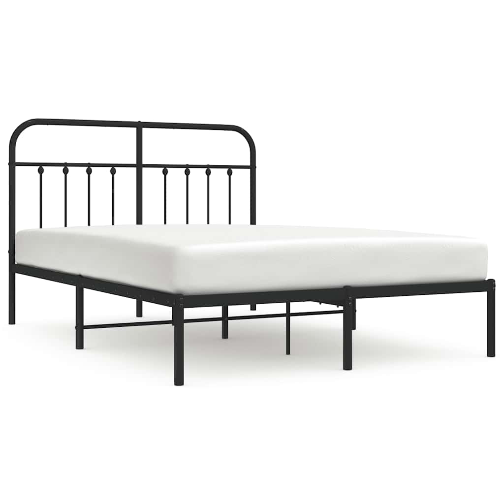 Cadre de lit métal sans matelas avec tête de lit noir 150x200cm - XIOS