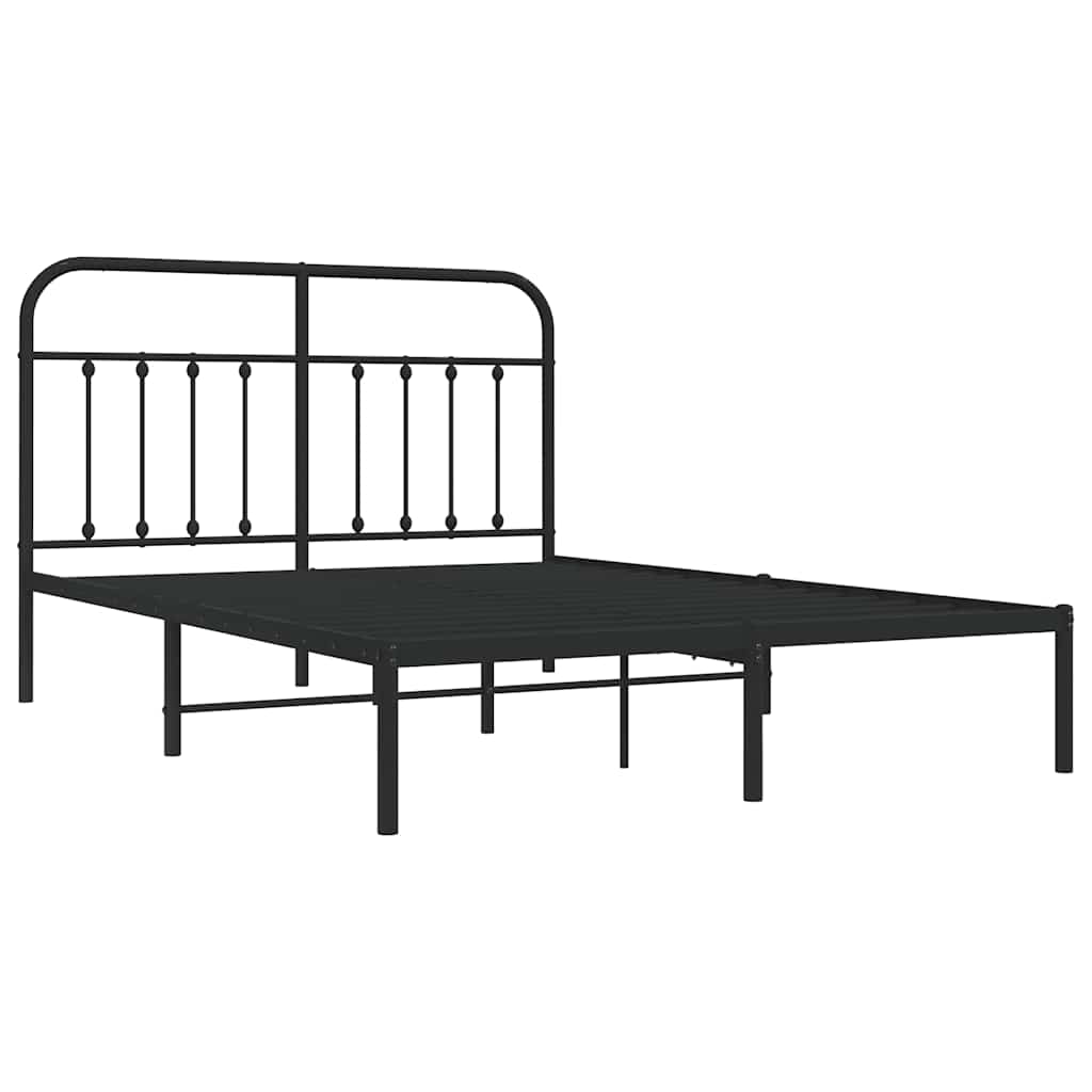 Cadre de lit métal sans matelas avec tête de lit noir 150x200cm - XIOS