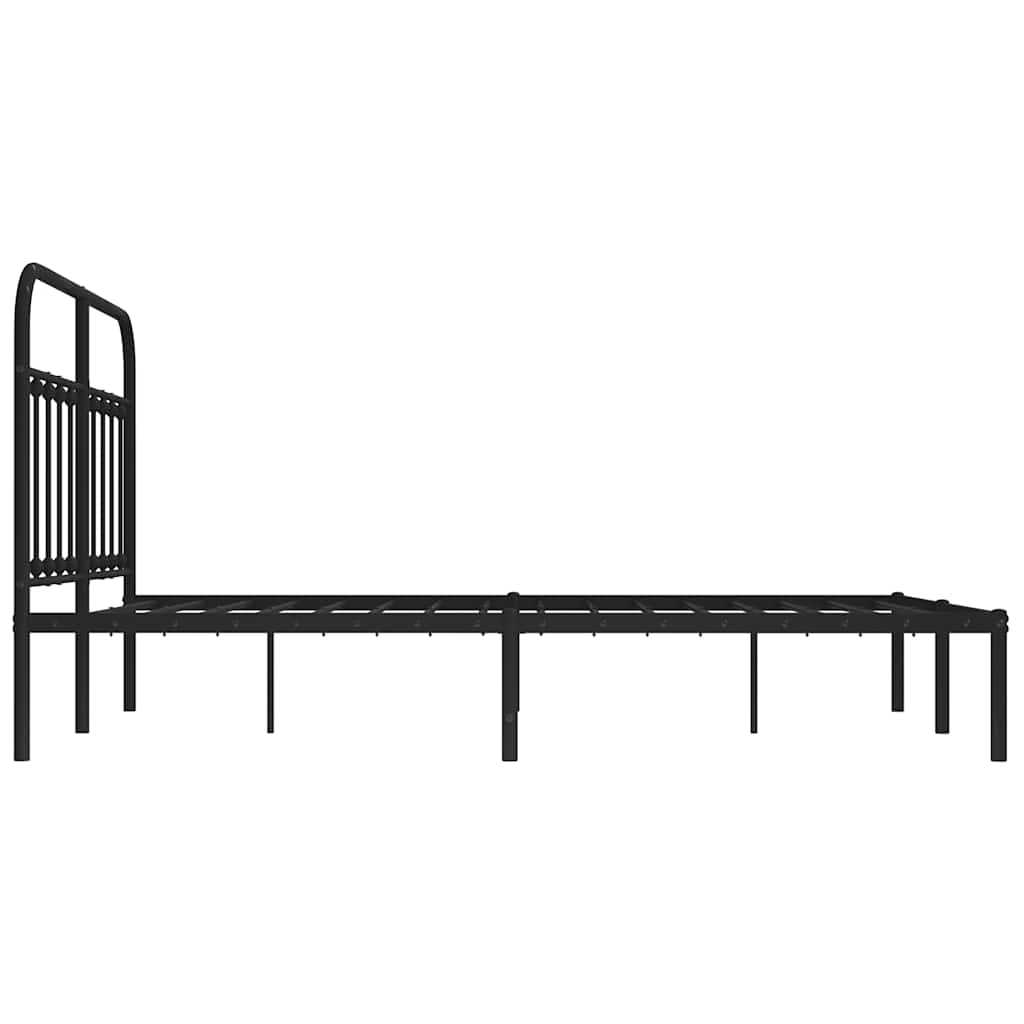 Cadre de lit métal sans matelas avec tête de lit noir 150x200cm - XIOS