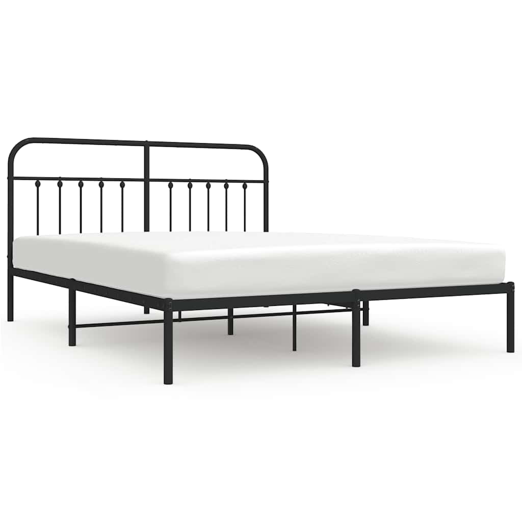 Cadre de lit métal sans matelas avec tête de lit noir 183x213cm - XIOS