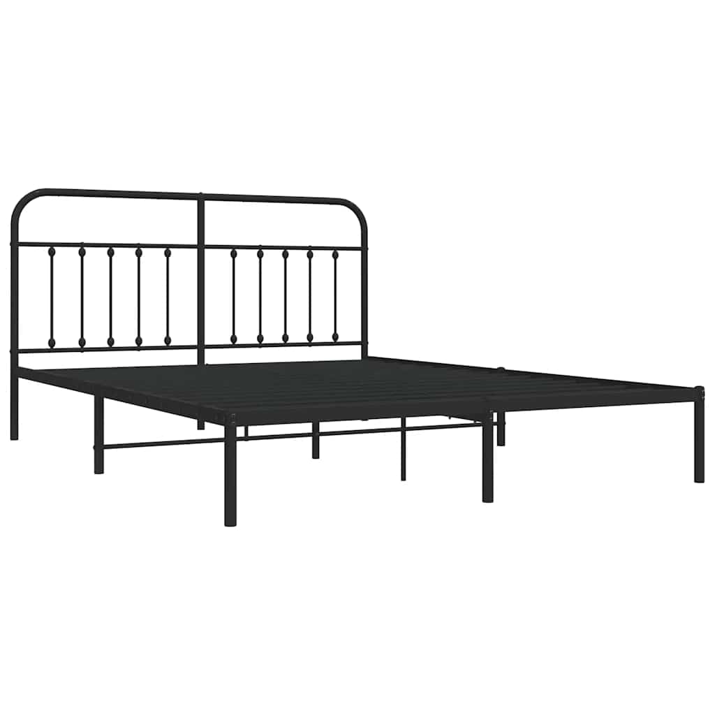 Cadre de lit métal sans matelas avec tête de lit noir 183x213cm - XIOS
