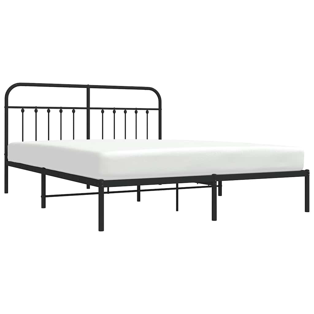 Cadre de lit métal sans matelas avec tête de lit noir 183x213cm - XIOS