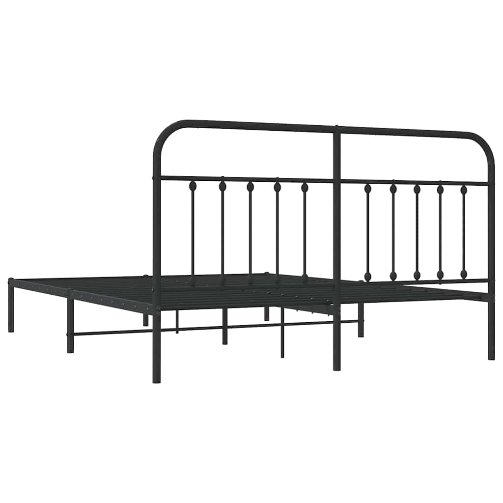 Cadre de lit métal sans matelas avec tête de lit noir 183x213cm - XIOS