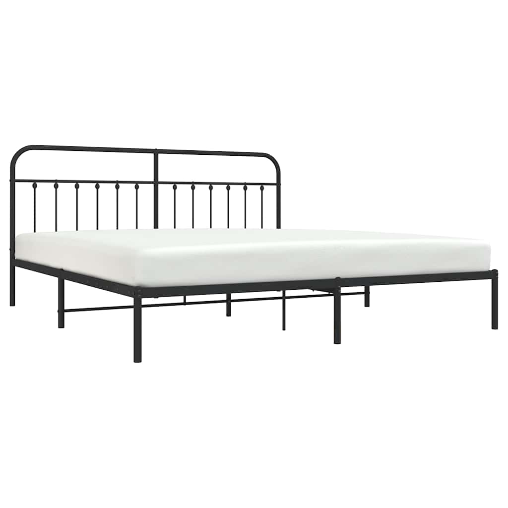 Cadre de lit métal sans matelas avec tête de lit noir 193x203cm - XIOS