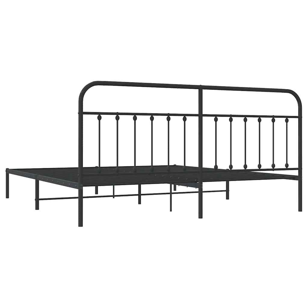 Cadre de lit métal sans matelas avec tête de lit noir 193x203cm - XIOS
