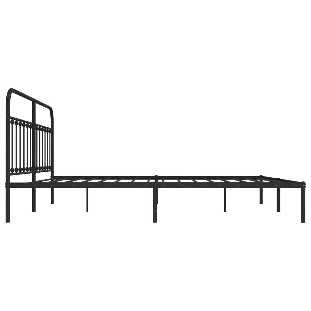 Cadre de lit métal sans matelas avec tête de lit noir 200x200cm - XIOS