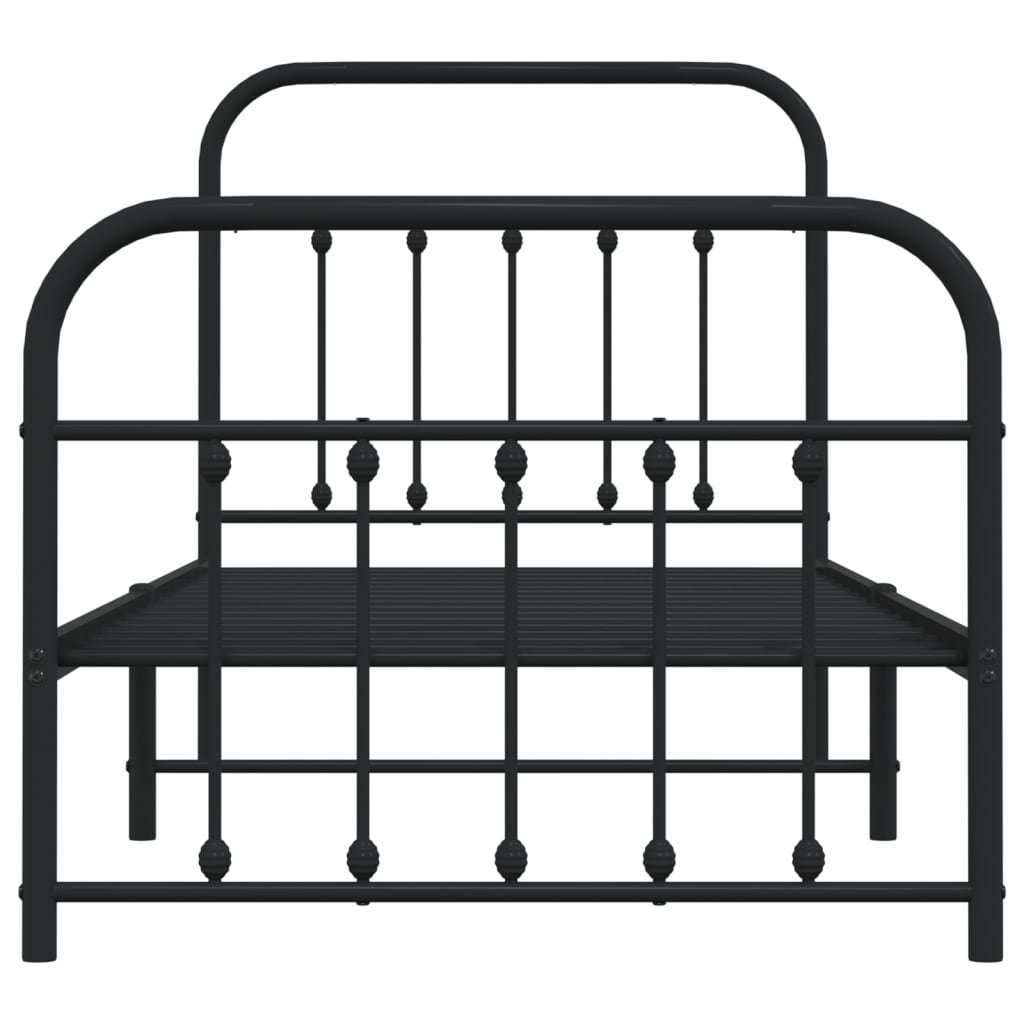 Cadre de lit métal sans matelas avec pied de lit noir 90x190 cm - XIOS