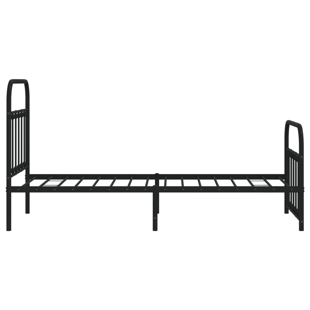Cadre de lit métal sans matelas avec pied de lit noir 90x190 cm - XIOS