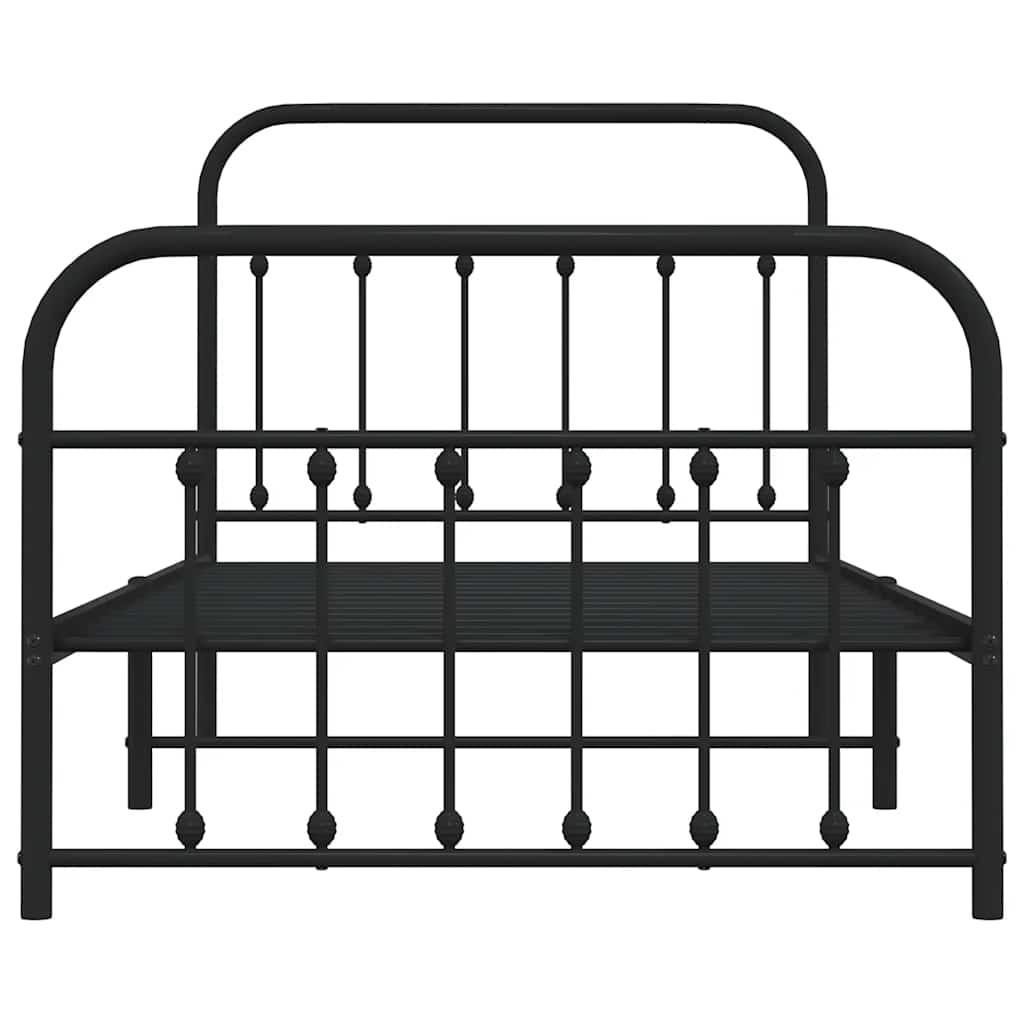 Cadre de lit métal sans matelas avec pied de lit noir 100x190cm - XIOS