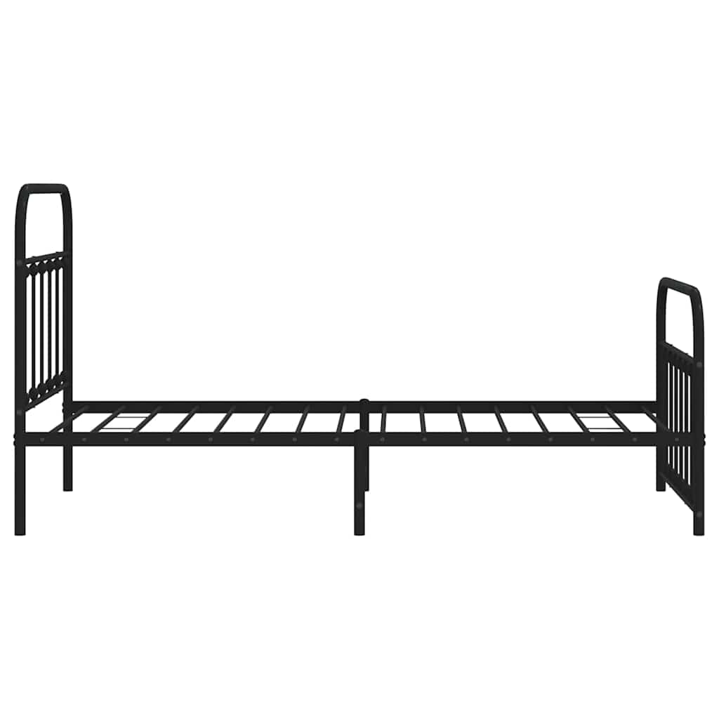 Cadre de lit métal sans matelas avec pied de lit noir 100x190cm - XIOS