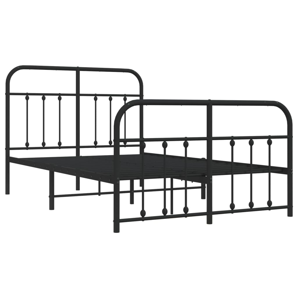 Cadre de lit métal sans matelas avec pied de lit noir 120x190cm - XIOS
