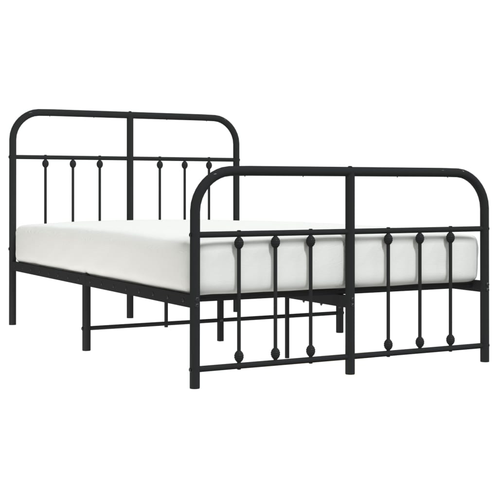 Cadre de lit métal sans matelas avec pied de lit noir 120x190cm - XIOS