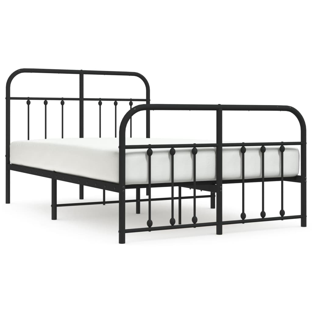 Cadre de lit métal sans matelas avec pied de lit noir 120x200cm - XIOS