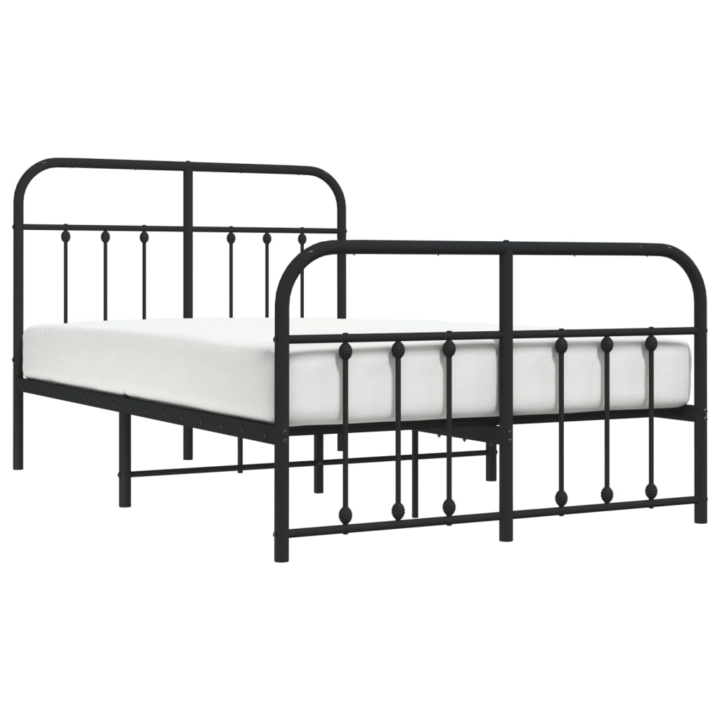 Cadre de lit métal sans matelas avec pied de lit noir 120x200cm - XIOS
