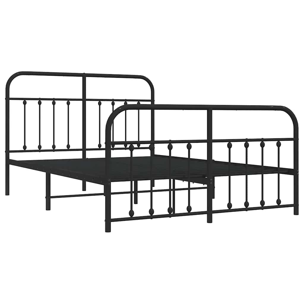Cadre de lit métal sans matelas avec pied de lit noir 135x190cm - XIOS