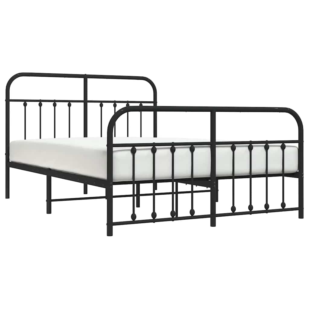 Cadre de lit métal sans matelas avec pied de lit noir 135x190cm - XIOS