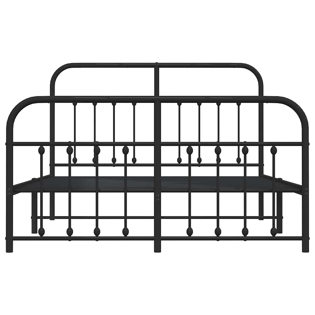 Cadre de lit métal sans matelas avec pied de lit noir 135x190cm - XIOS