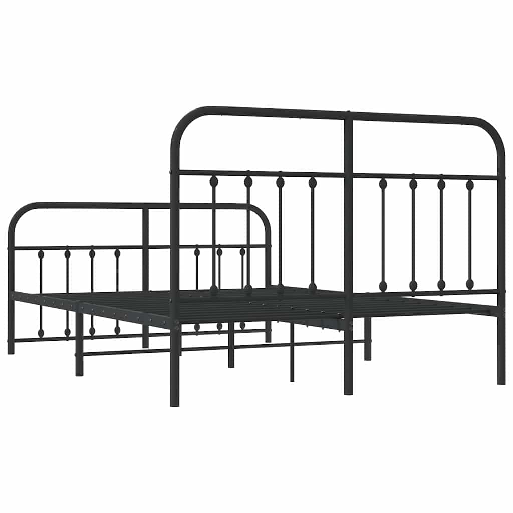 Cadre de lit métal sans matelas avec pied de lit noir 135x190cm - XIOS