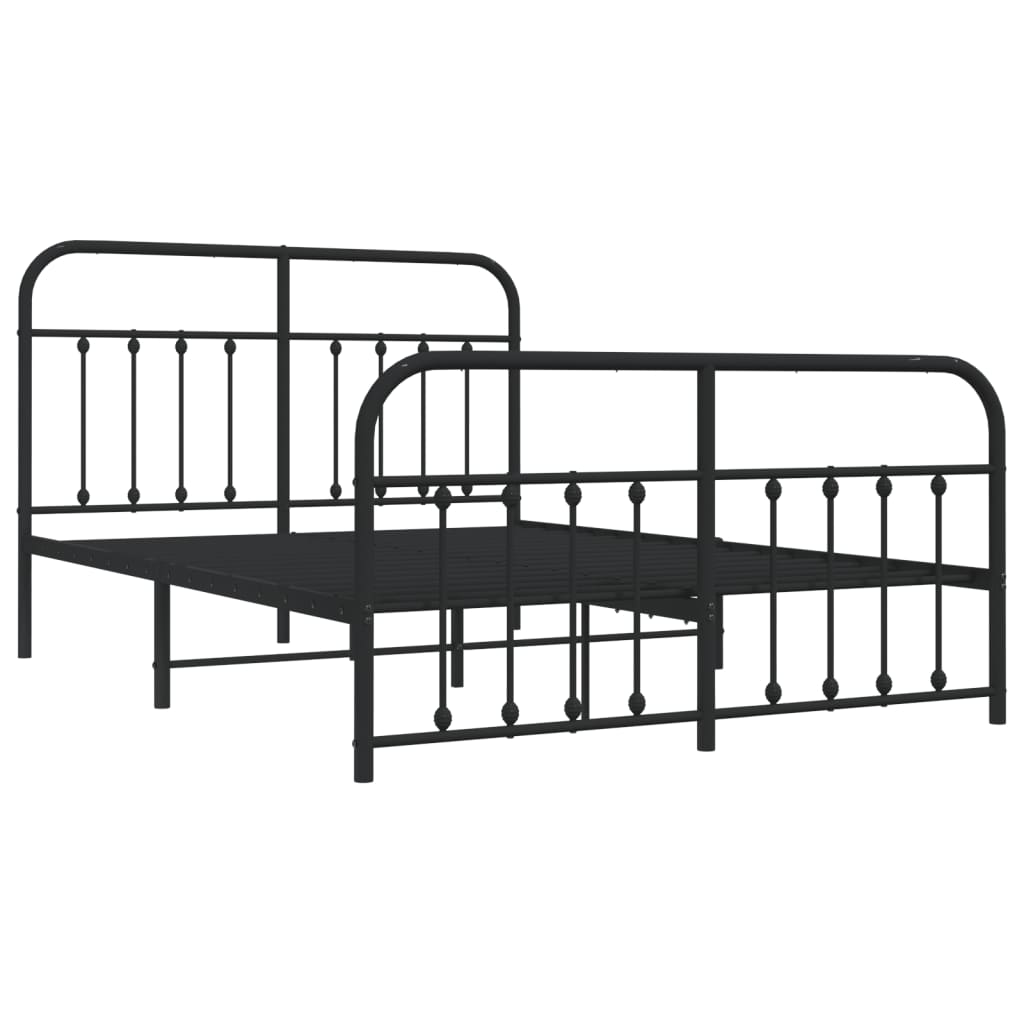 Cadre de lit métal sans matelas avec pied de lit noir 140x200cm - XIOS