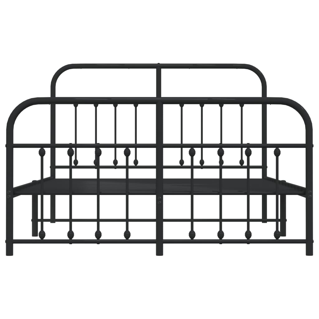 Cadre de lit métal sans matelas avec pied de lit noir 140x200cm - XIOS