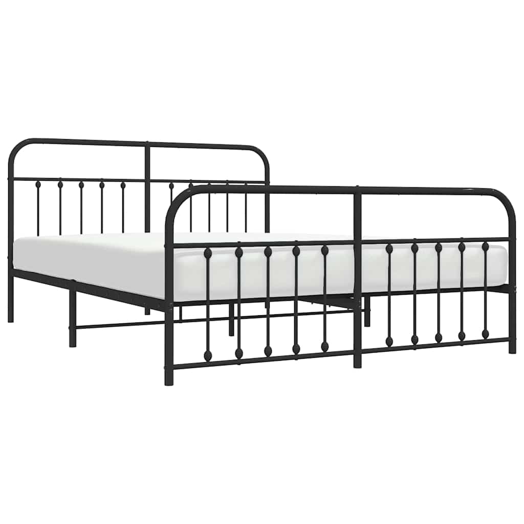 Cadre de lit métal sans matelas avec pied de lit noir 183x213cm - XIOS