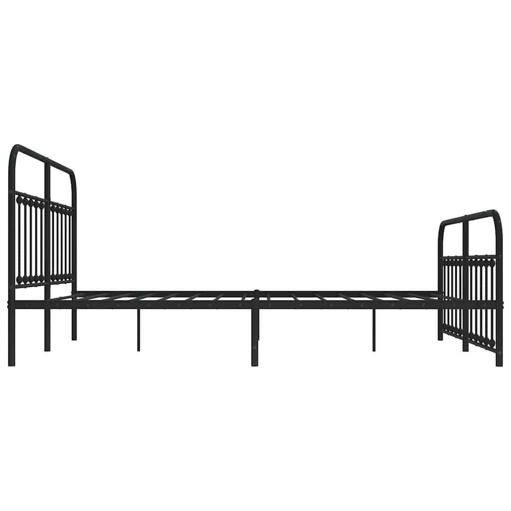 Cadre de lit métal sans matelas avec pied de lit noir 183x213cm - XIOS