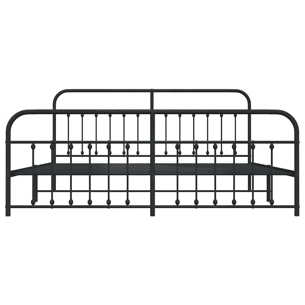 Cadre de lit métal sans matelas avec pied de lit noir 193x203cm - XIOS
