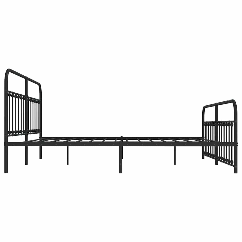 Cadre de lit métal sans matelas avec pied de lit noir 193x203cm - XIOS