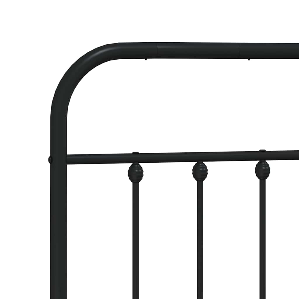 Cadre de lit métal sans matelas avec pied de lit noir 193x203cm - XIOS
