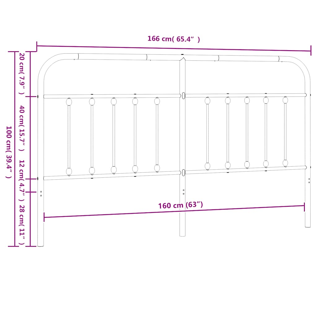 Tête de lit de remplacement métal noir 160 cm - XIOS