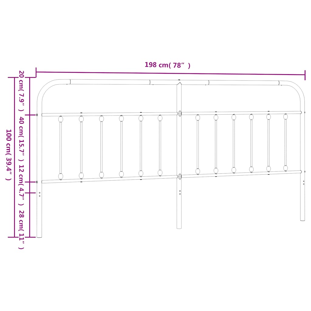 Tête de lit métal noir 193 cm - XIOS