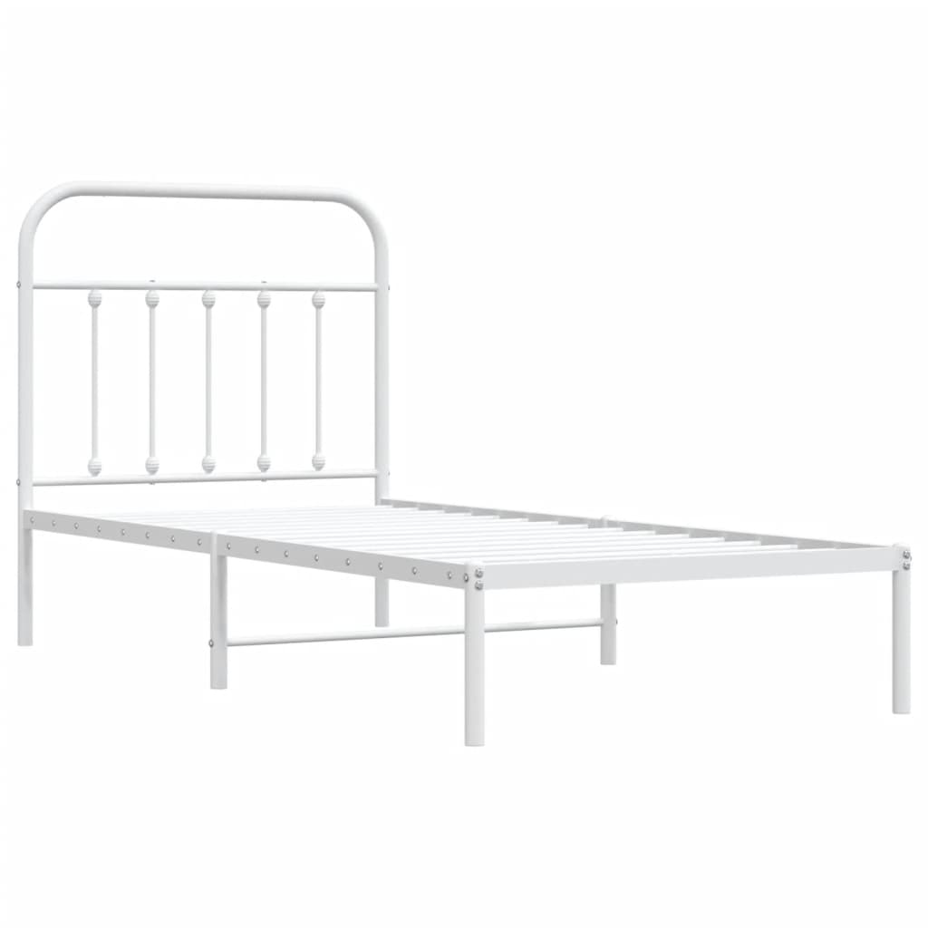 Cadre de lit métal sans matelas avec tête de lit blanc 90x190cm - XIOS