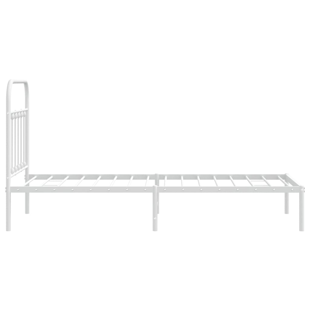Cadre de lit métal sans matelas avec tête de lit blanc 90x190cm - XIOS