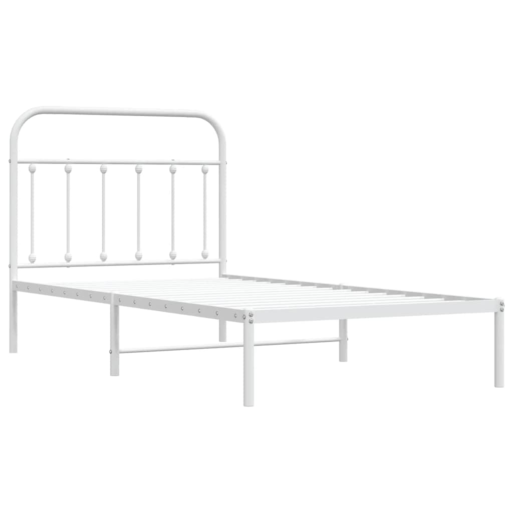 Cadre de lit métal sans matelas et tête de lit blanc 100x190 cm - XIOS