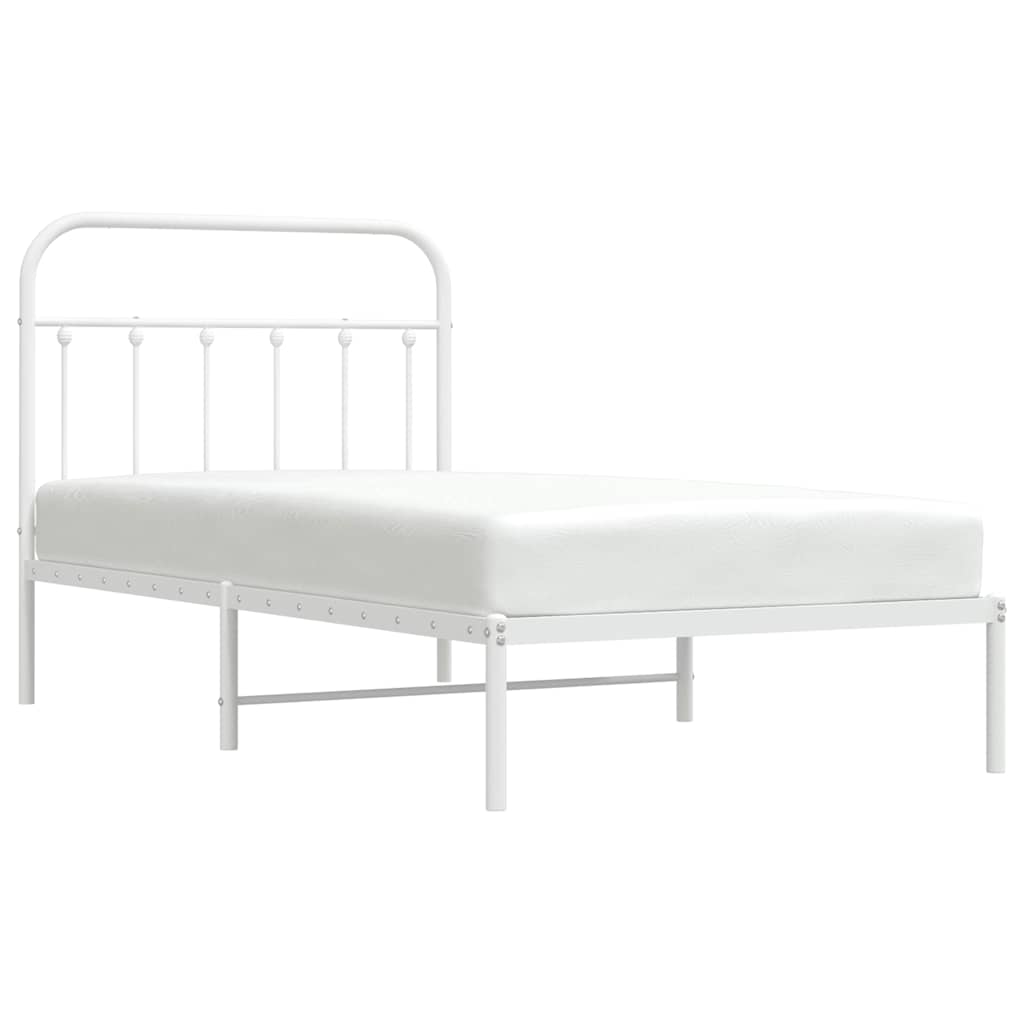 Cadre de lit métal sans matelas et tête de lit blanc 100x190 cm - XIOS