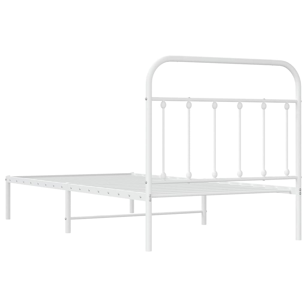 Cadre de lit métal sans matelas et tête de lit blanc 100x190 cm - XIOS