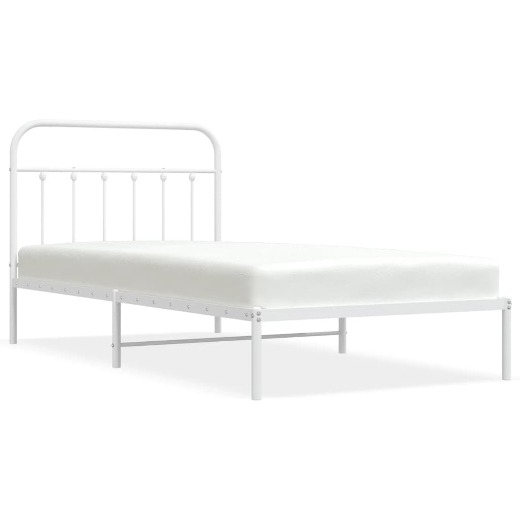 Cadre de lit métal sans matelas et tête de lit blanc 107x203 cm - XIOS