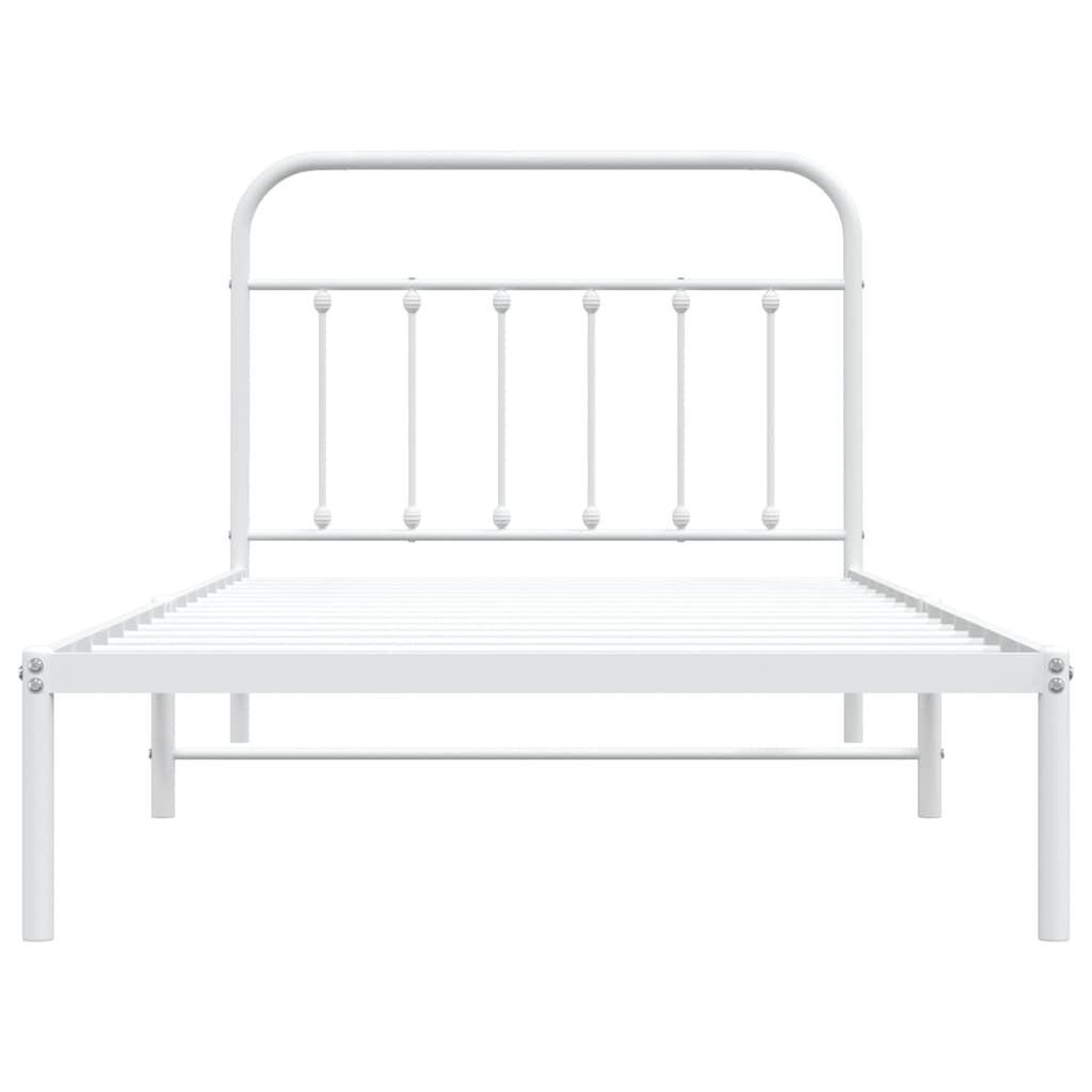 Cadre de lit métal sans matelas et tête de lit blanc 107x203 cm - XIOS
