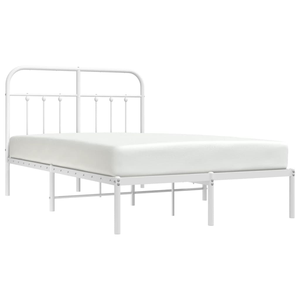 Cadre de lit métal sans matelas et tête de lit blanc 120x190 cm - XIOS