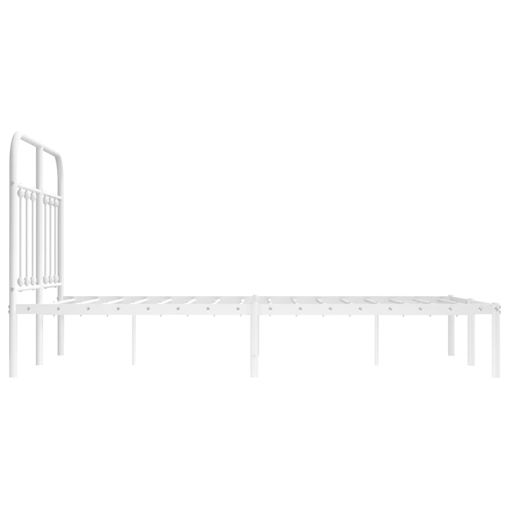 Cadre de lit métal sans matelas et tête de lit blanc 120x190 cm - XIOS