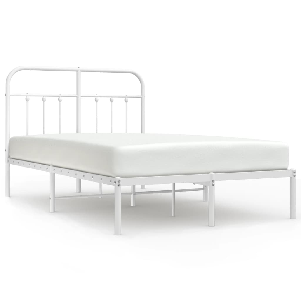 Cadre de lit métal sans matelas et tête de lit blanc 120x200 cm - XIOS