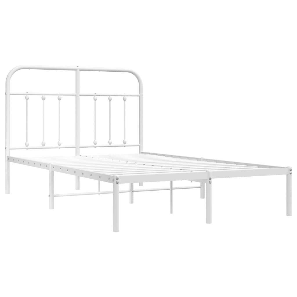 Cadre de lit métal sans matelas et tête de lit blanc 120x200 cm - XIOS
