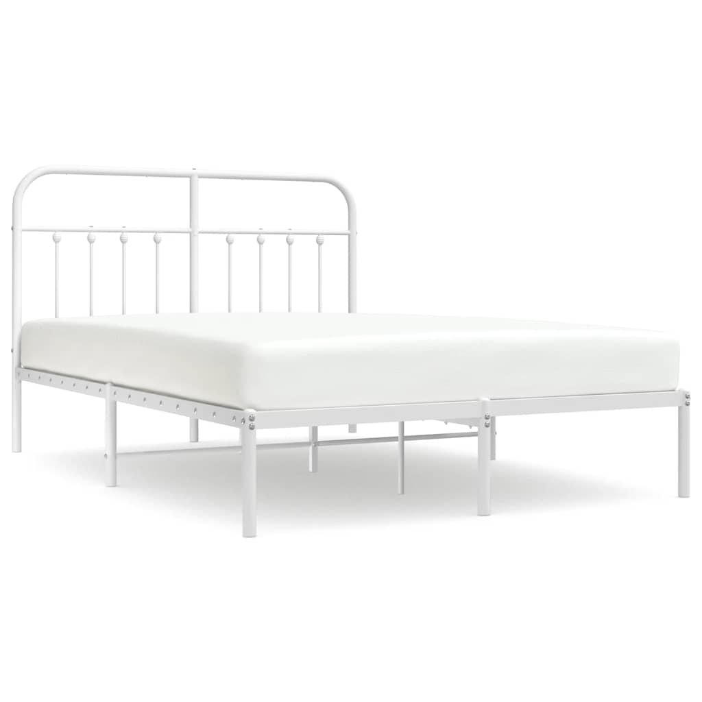 Cadre de lit métal sans matelas et tête de lit blanc 135x190 cm - XIOS