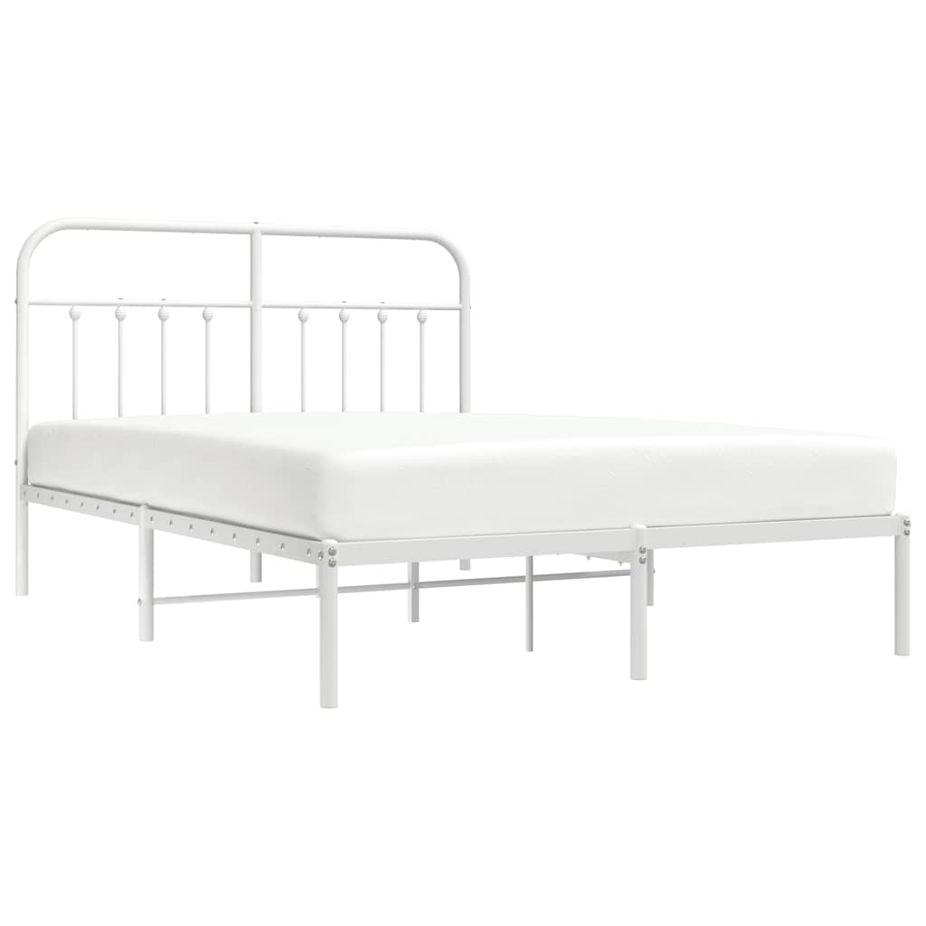 Cadre de lit métal sans matelas et tête de lit blanc 135x190 cm - XIOS